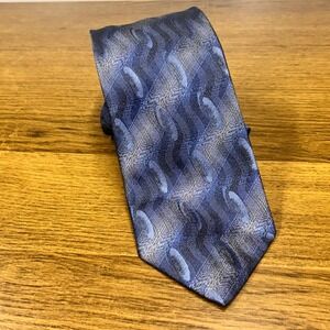 Pavone‎ Necktie Silk Made in Italy Blue Patterned Tie Business Formal